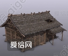 古代 木屋 木房子3D模型_max|3dmax|fbx - 3d模型_免费下载 - 爱给网