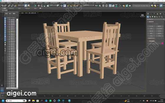 桌椅_max|3dmax - 3d模型_免费下载 - 爱给网