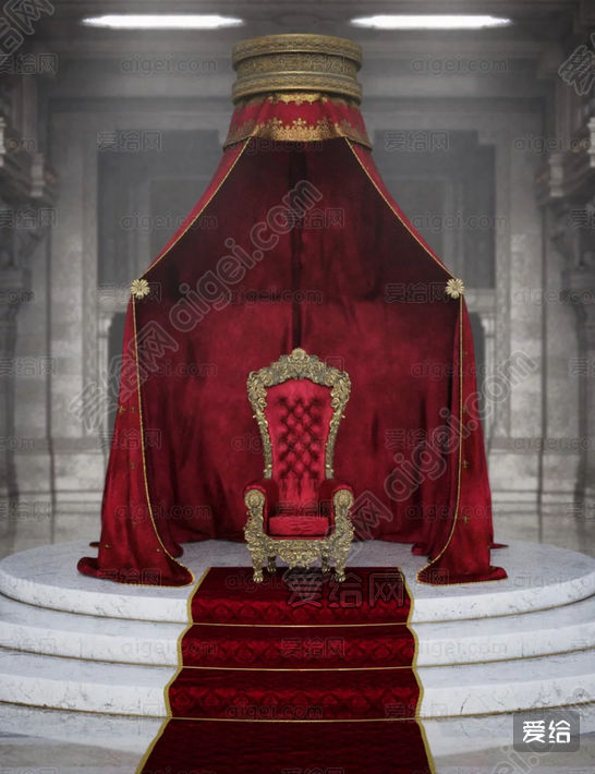 王座(Royal Throne)_daz - Daz 3D 模型 免费下载 - 爱给网