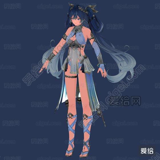 鸣潮-尤诺_blend|obj|fbx - 3d模型_免费下载 - 爱给网